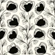 Elegant Heart Plant Design Black White