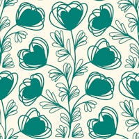 Elegant Floral Sketch Green wallpaper