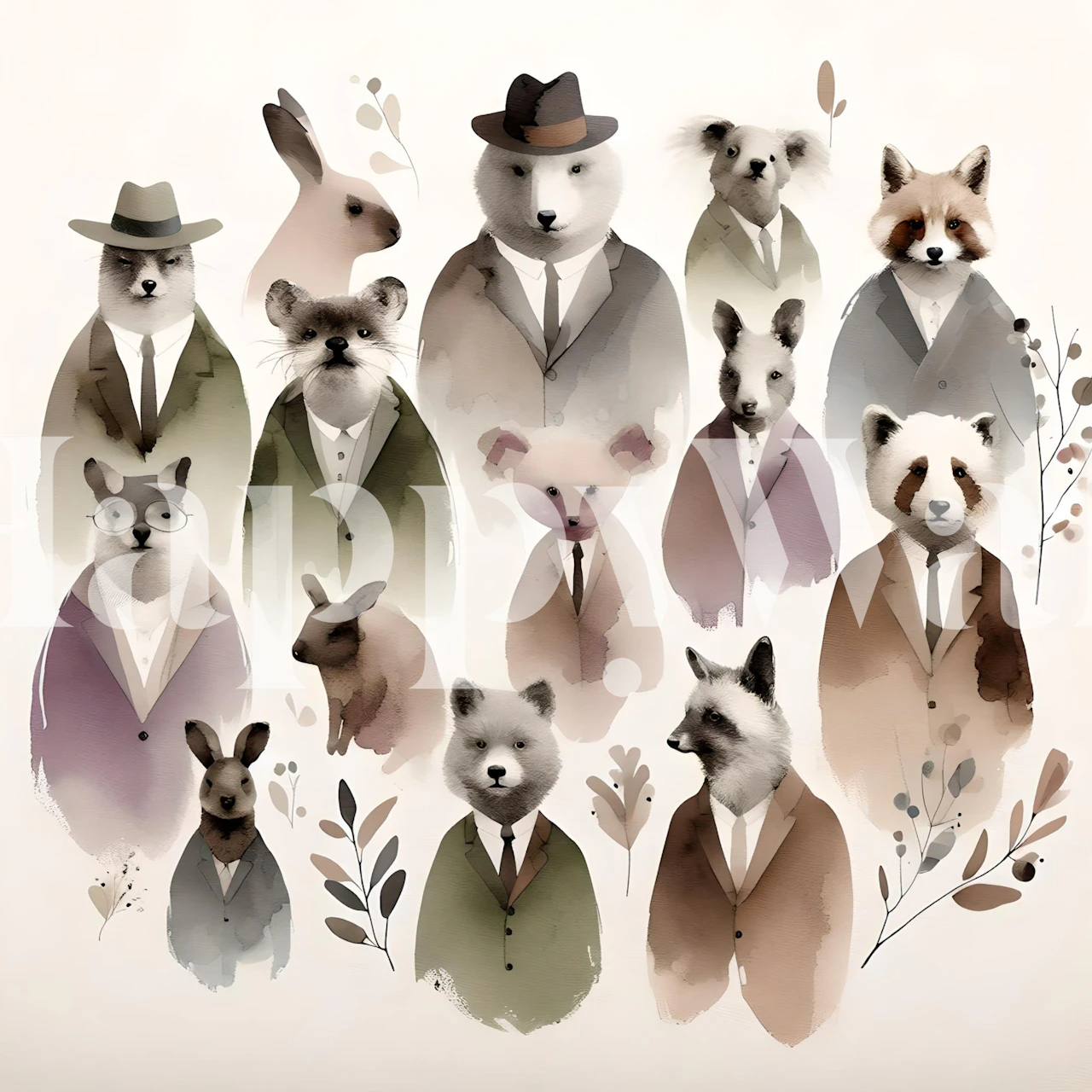 Animal Gentlefolk tapet visad i ett rum