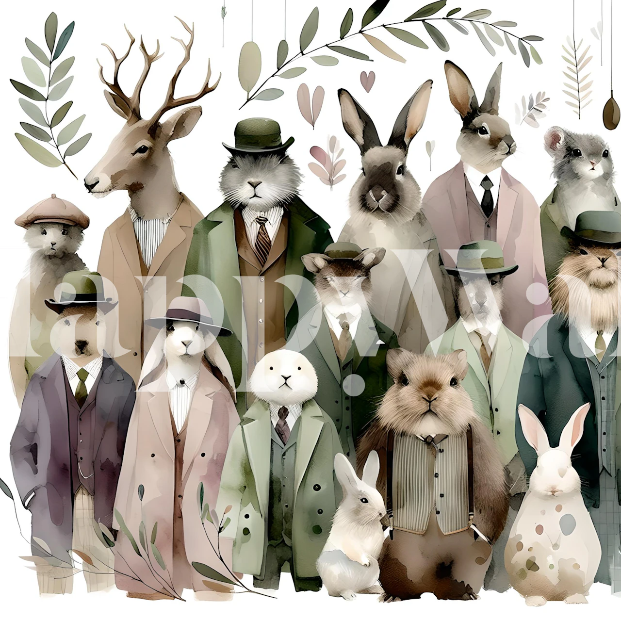 Chic Woodland Assembly papel de parede em um quarto