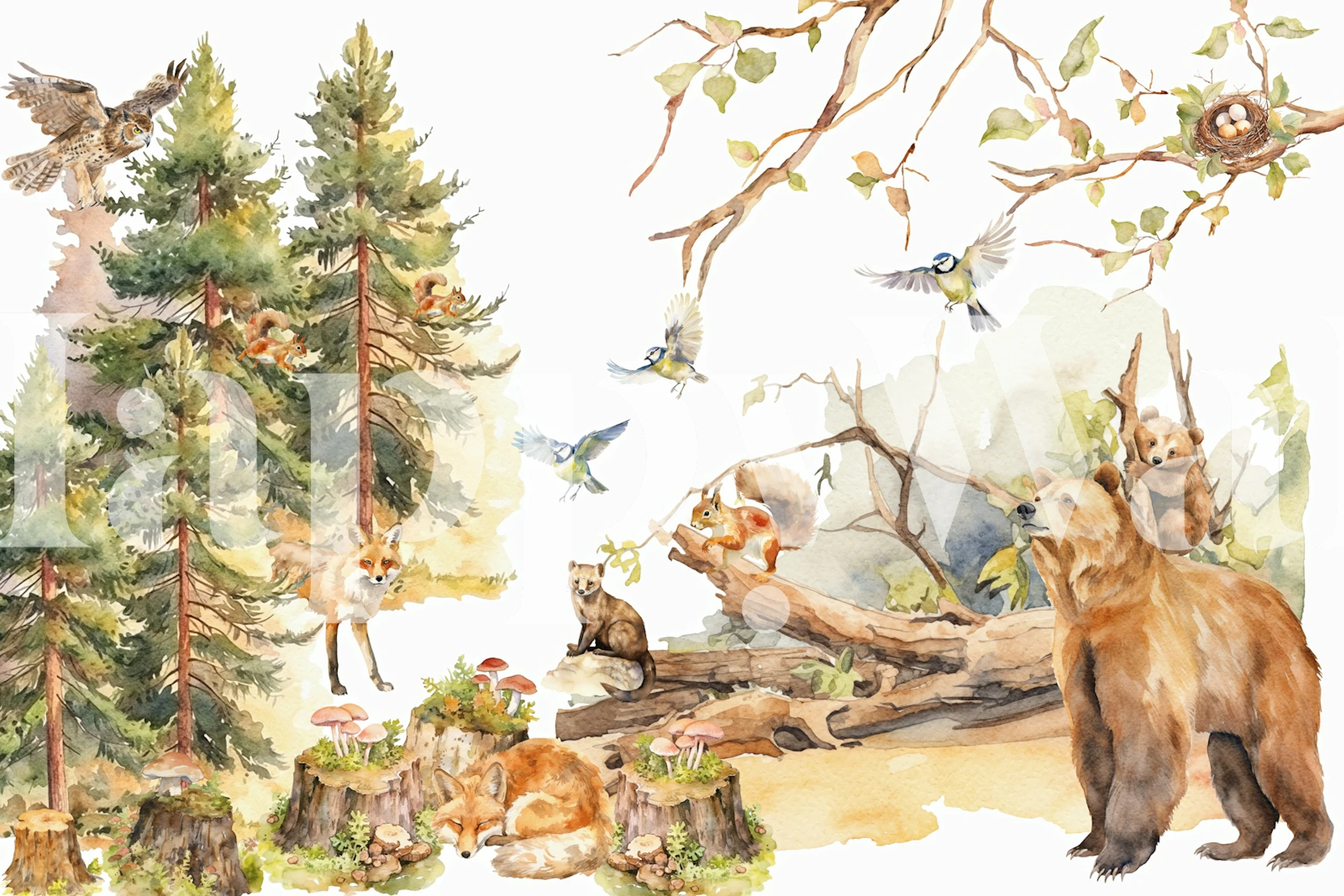 Woodland Animal Paradise wallpaper in a room