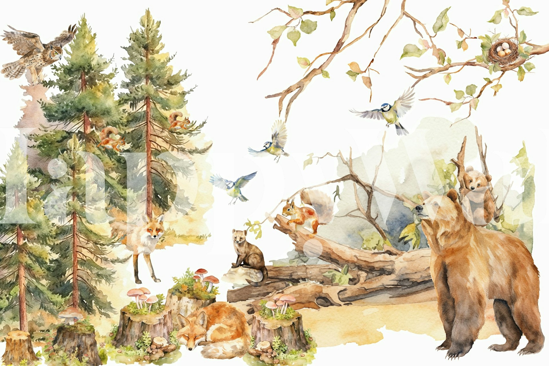 Woodland Animal Paradise wallpaper in a room