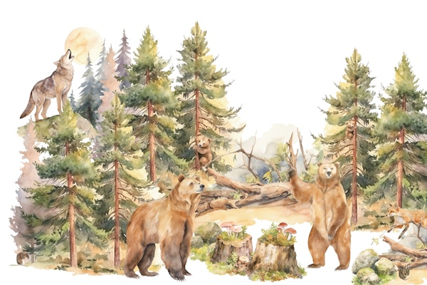 Woodland Wildlife Scene
