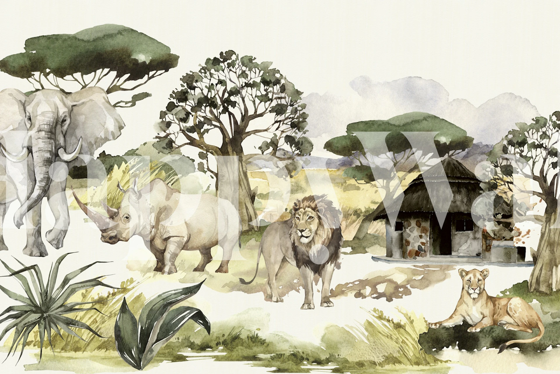 Safari Escape Scene wallpaper in a room