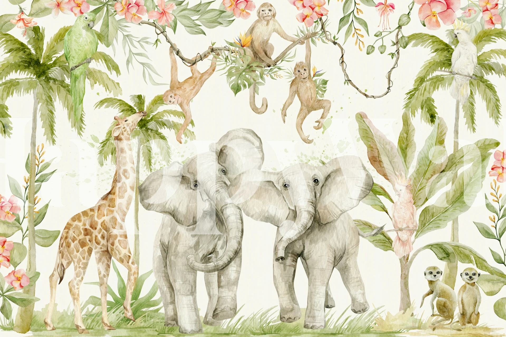 Jungle Oasis Delight tapetti huoneessa