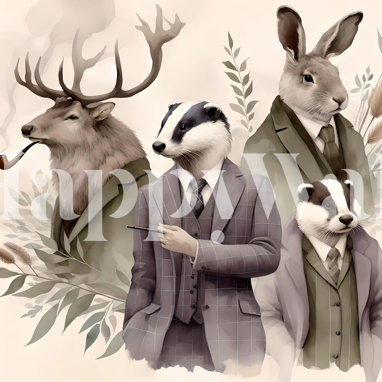 Chic forest dwellers wallpaper design in a room