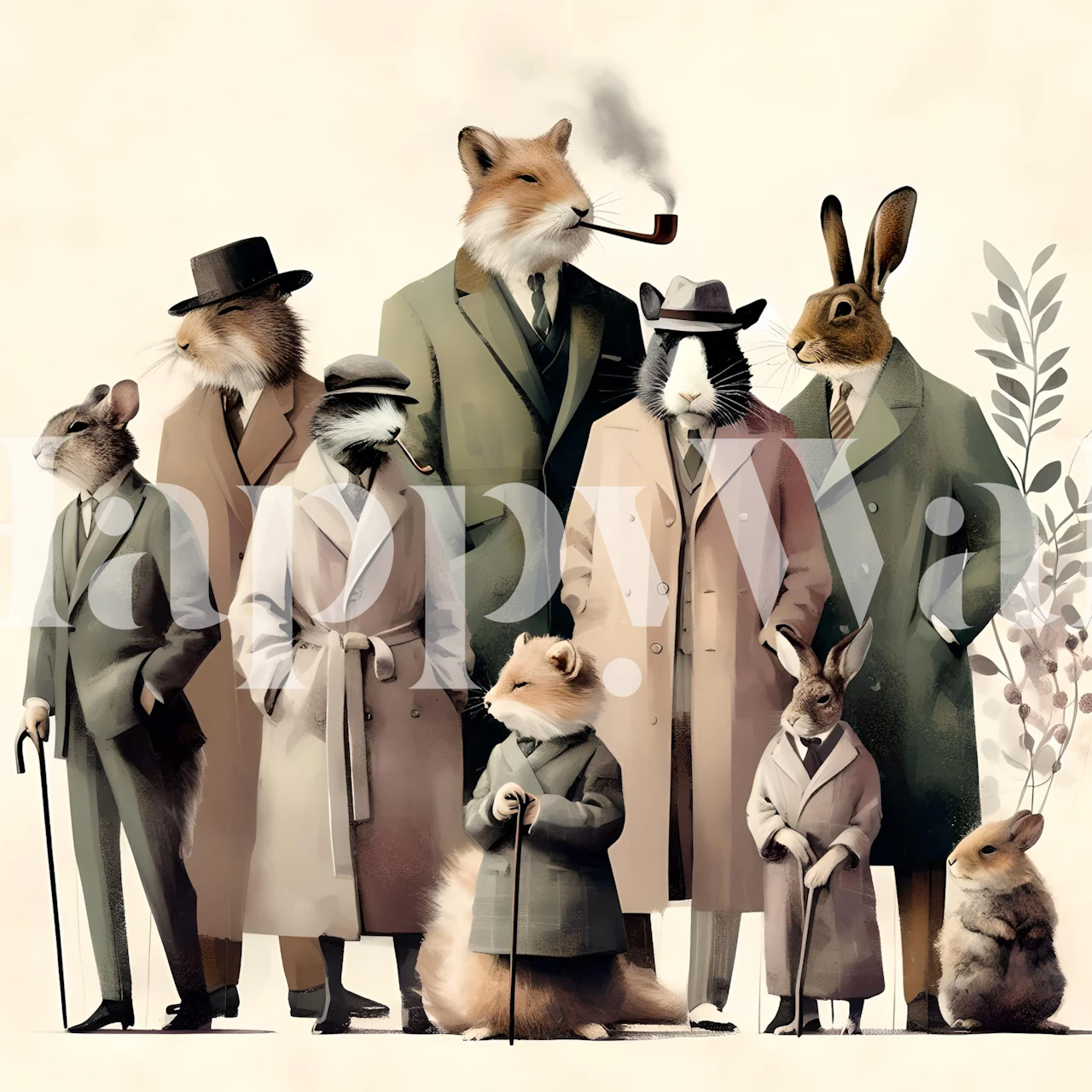 Papel de parede Forest Hipster Gathering em um quarto