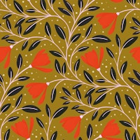 Golden Magnolia Floral Pattern carta da parati