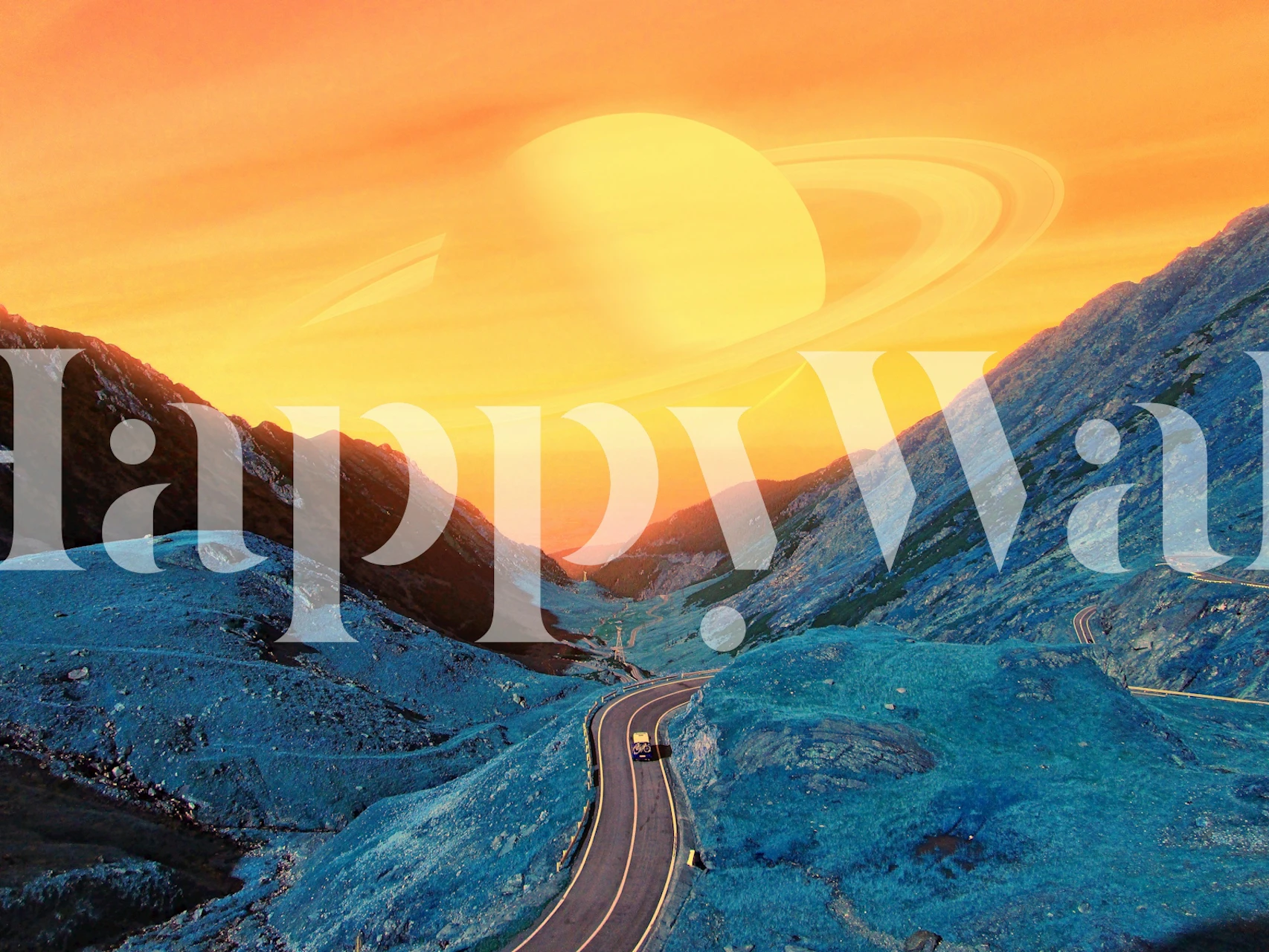 Mystic Sunset Drive wallpaper in a room