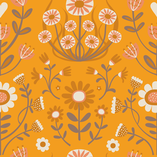 Arts and Crafts Folk Floral - Clementine