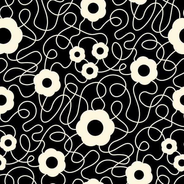 Abstract Floral Dance Black and White