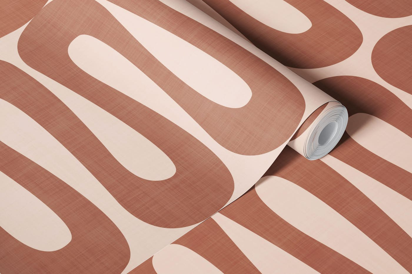 Abstract Curve Stripe Mocha Mousse Brown wallpaper roll