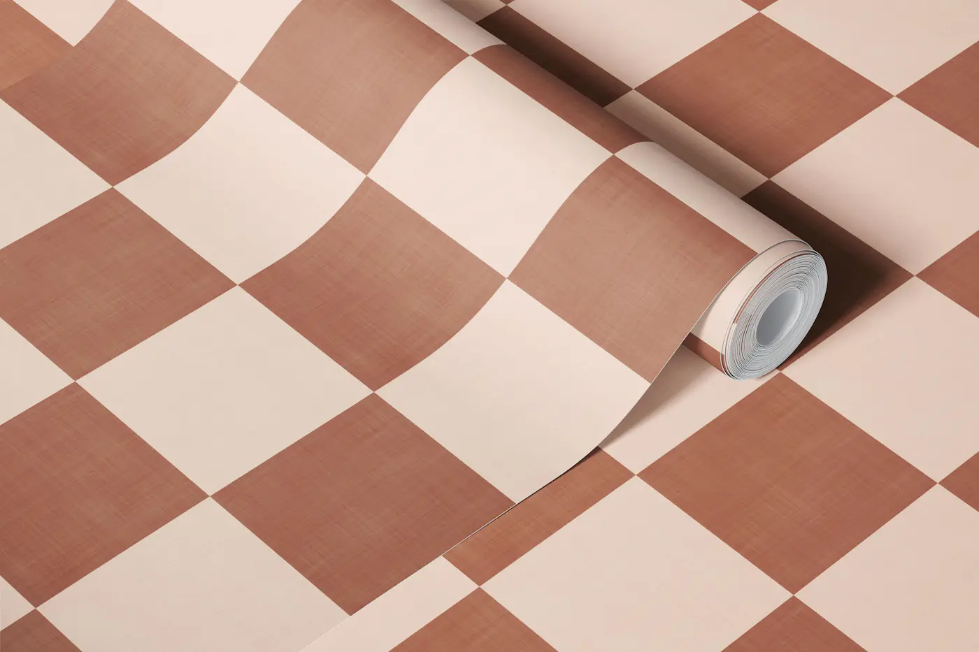 Mocha Mousse Brown Checkerboard Textured wallpaper roll