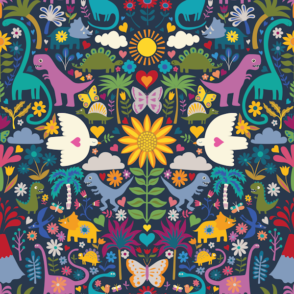 Peace, Love and Dinosaurs, Navy - Large