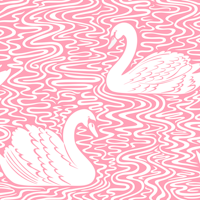 Swan Lake, white on pink wallpaper
