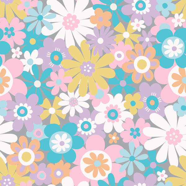 Retro Psychedelic Flowers - pastels