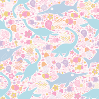 Swimming with Plesiosaurs - pastel pink tapet