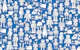 Retro Robots - white on blue, small
