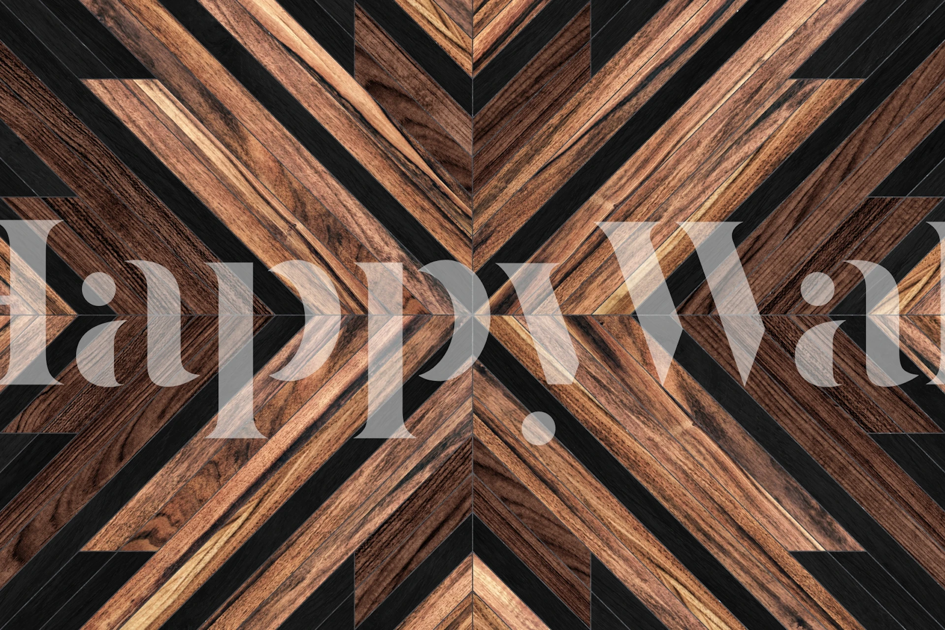 Geometric wood pattern in brown and black tones wallpaper
