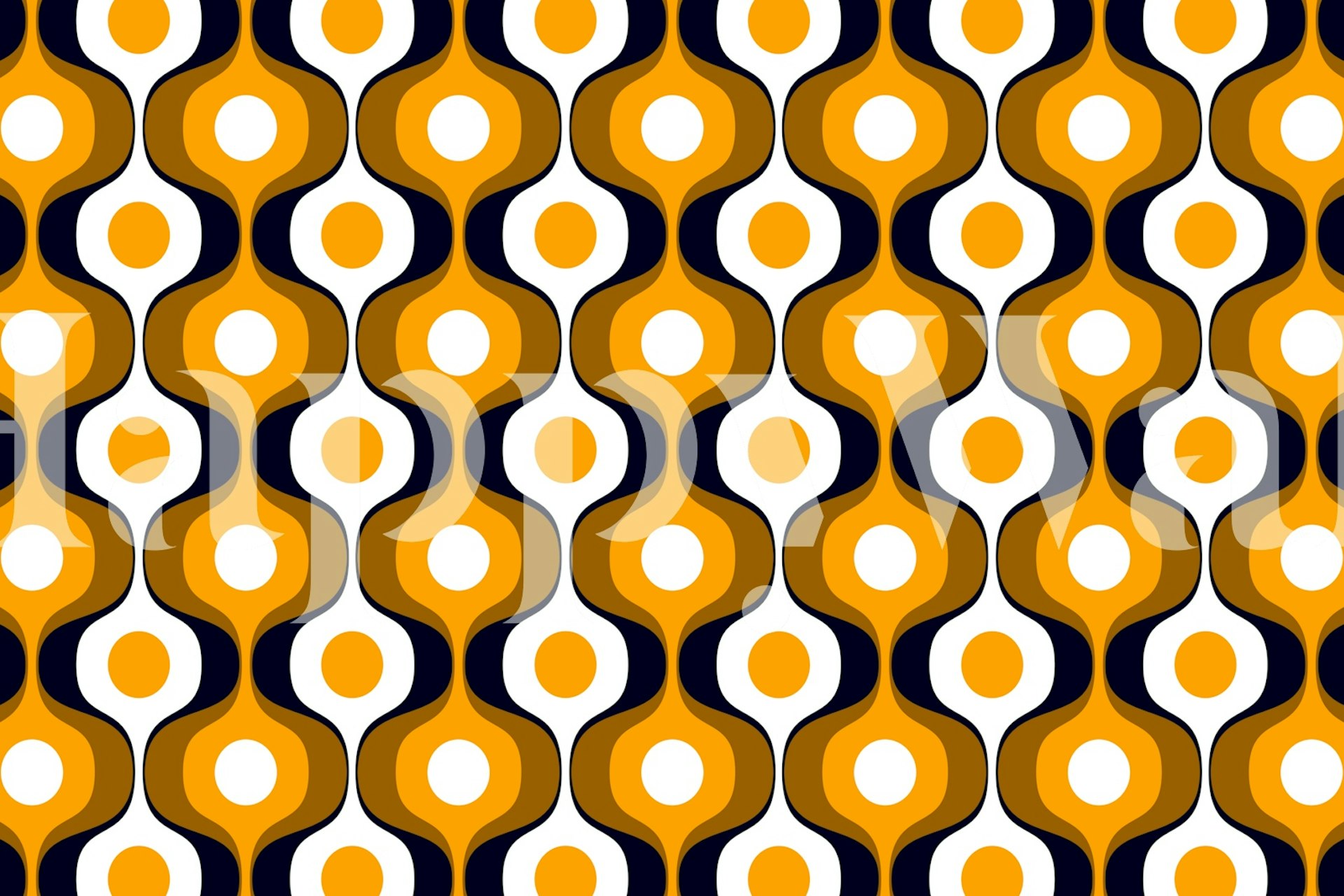 Tapeta Golden Retro Waves v stylovém pokoji