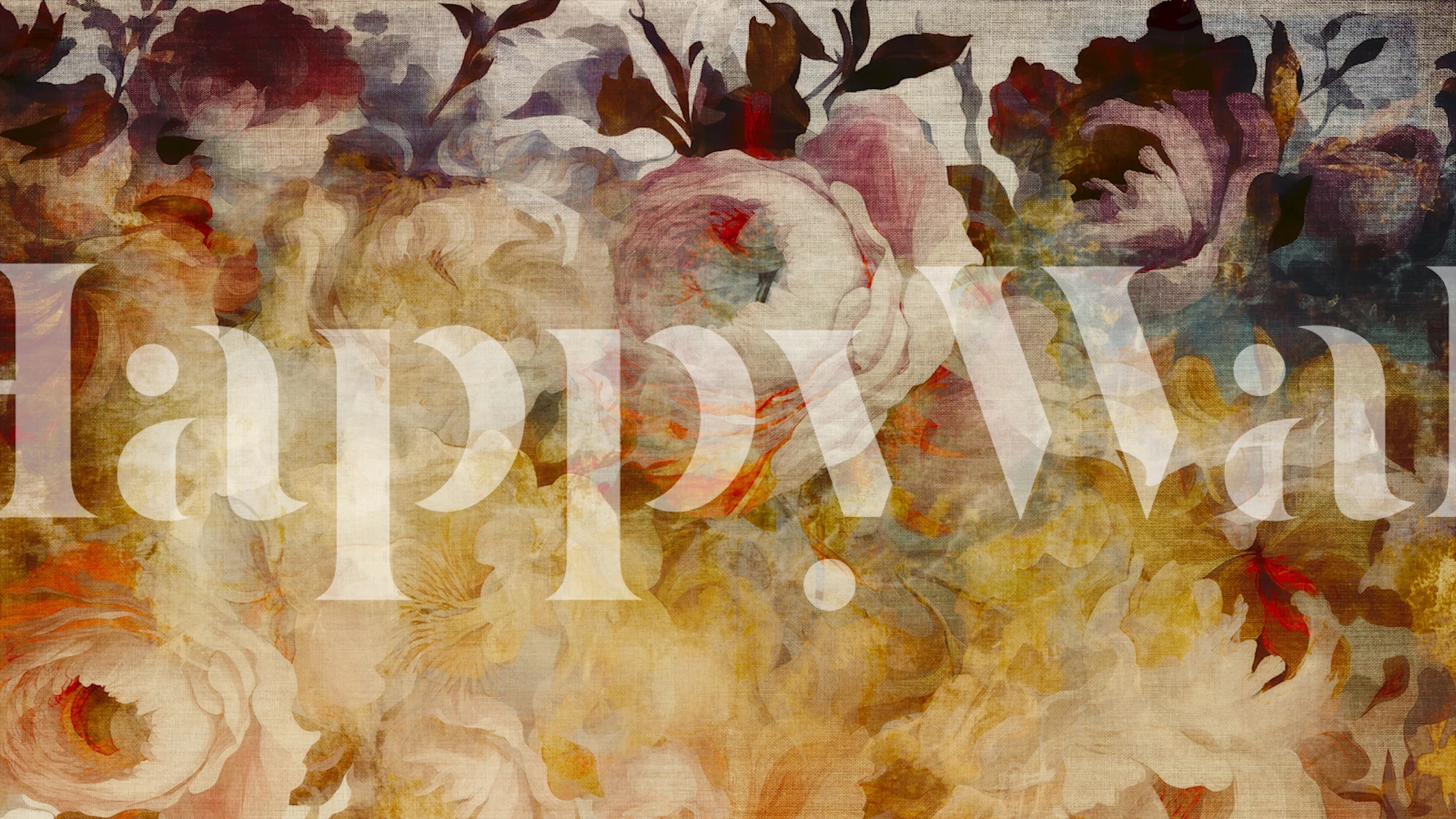 Antique floral wallpaper featuring soft pastel colors in a watercolor style