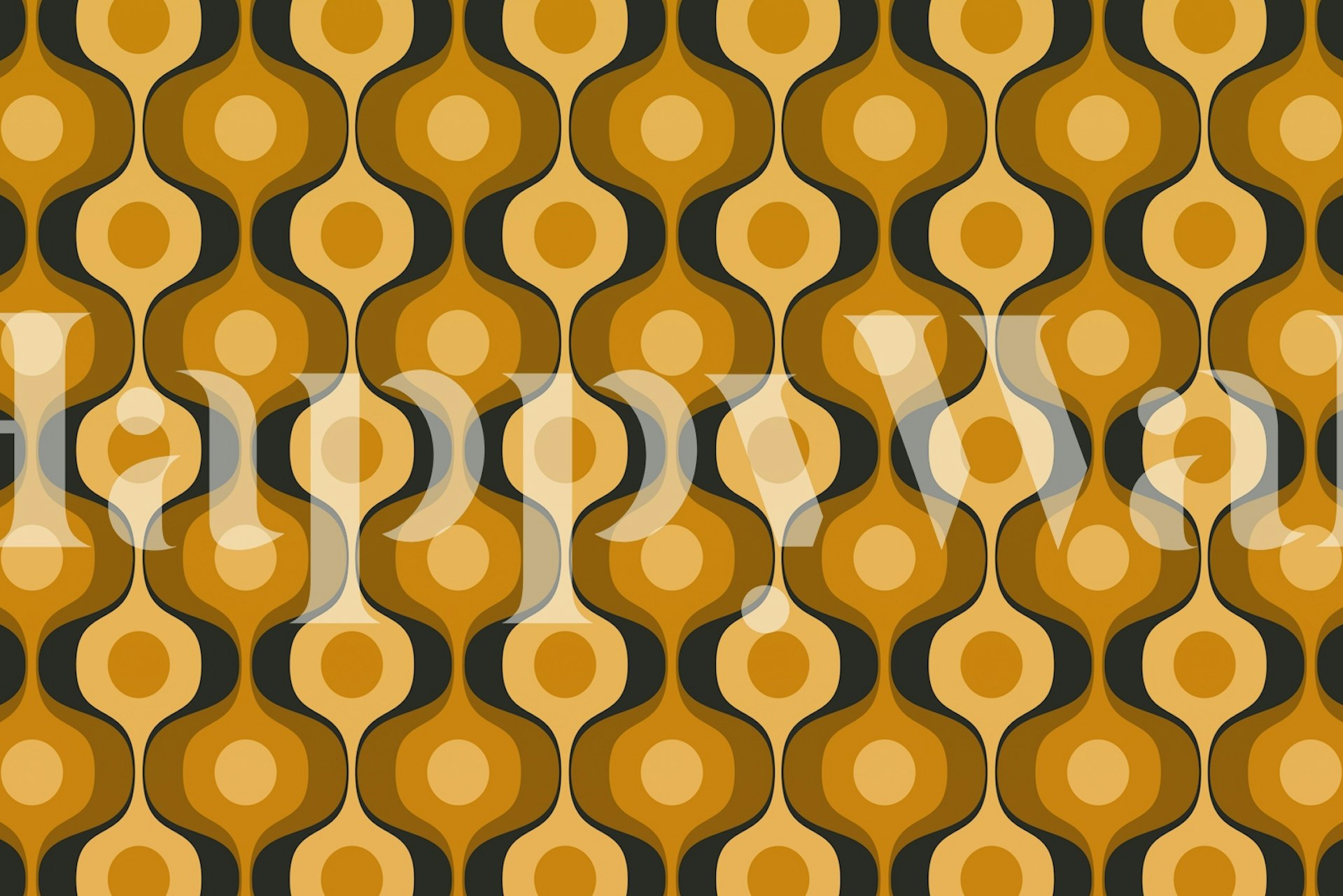 Abstract Vintage Geo Waves wallpaper in a room