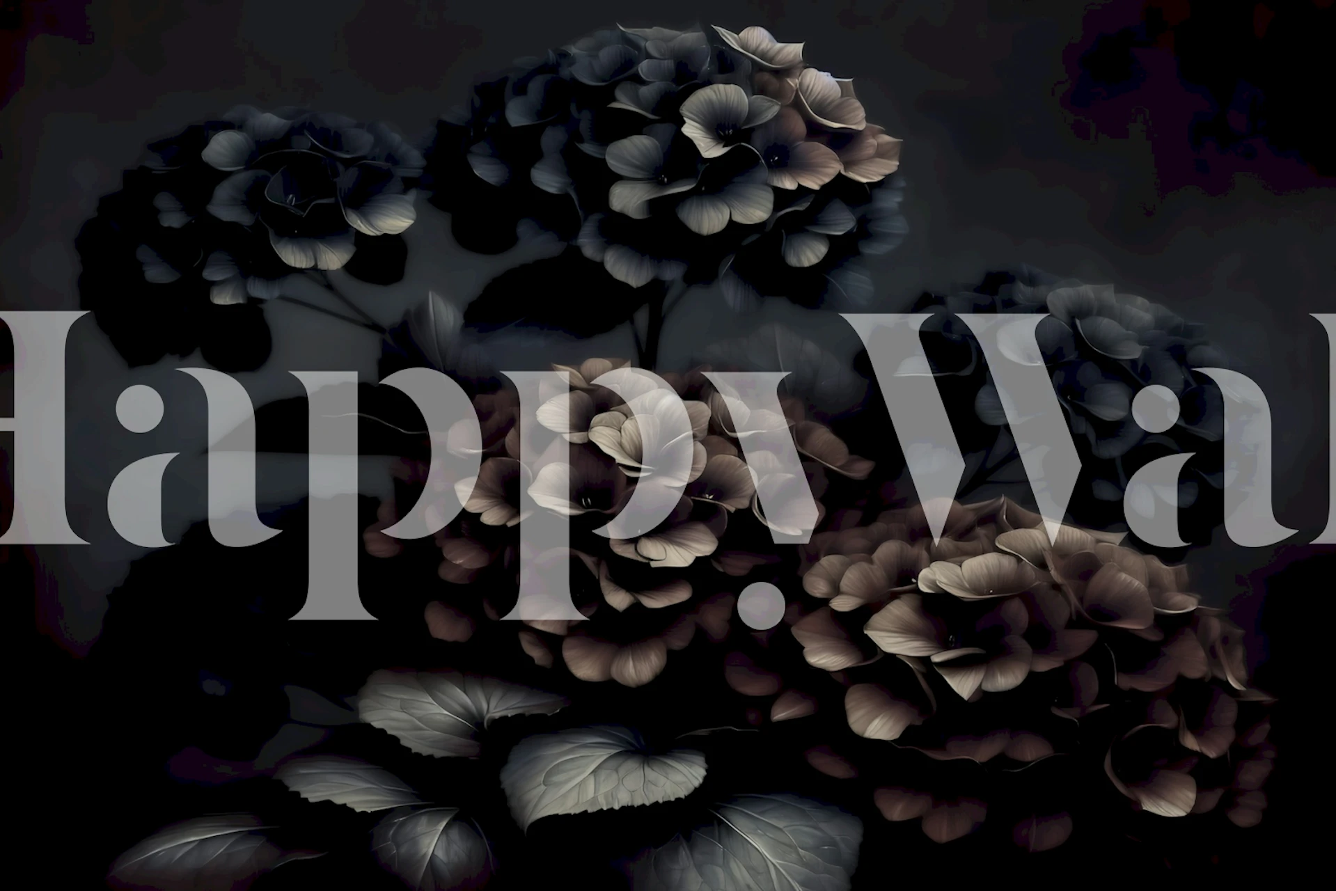 Black and purple floral pattern wallpaper with dark blooms