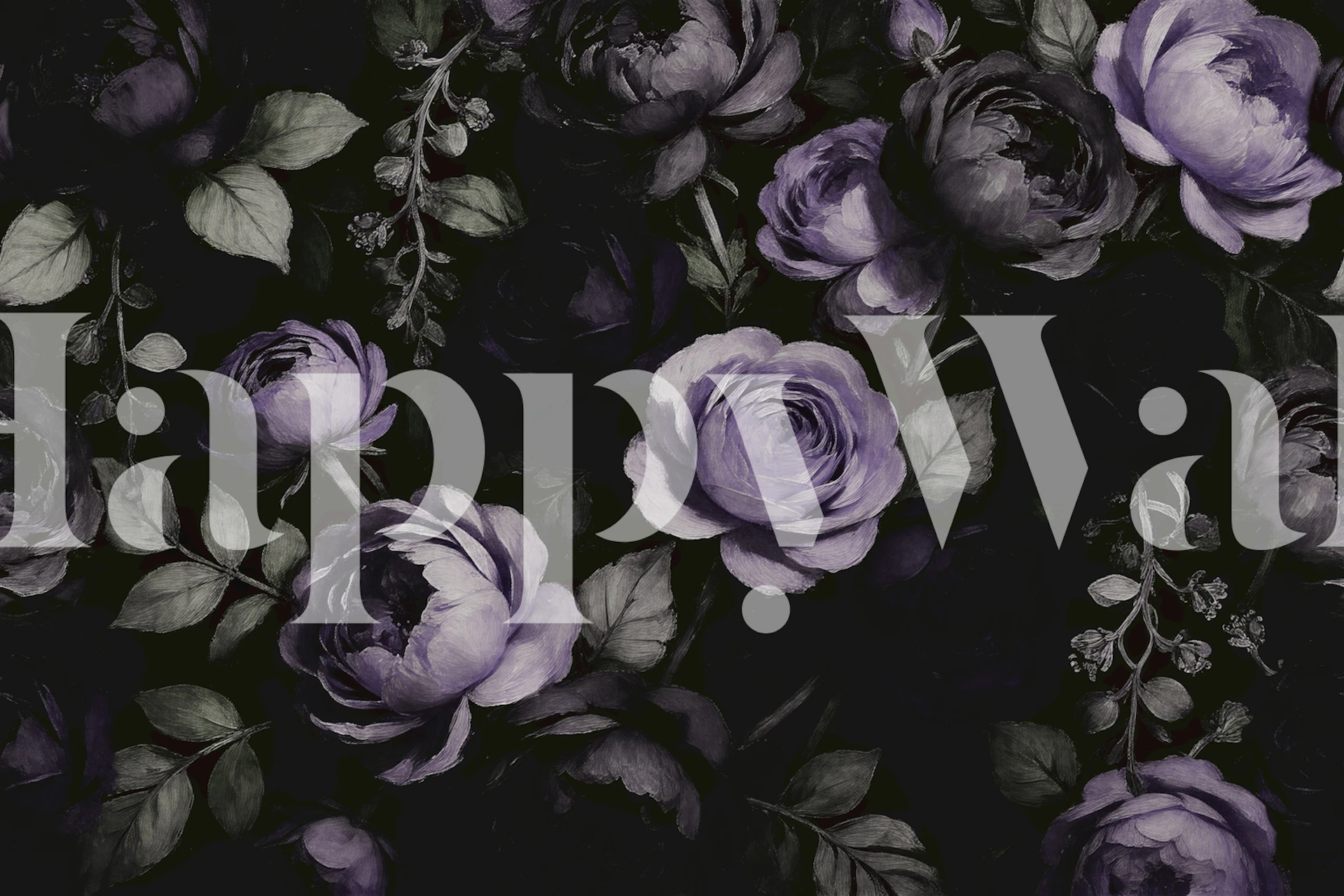 Papel de parede floral escuro e moody em um quarto