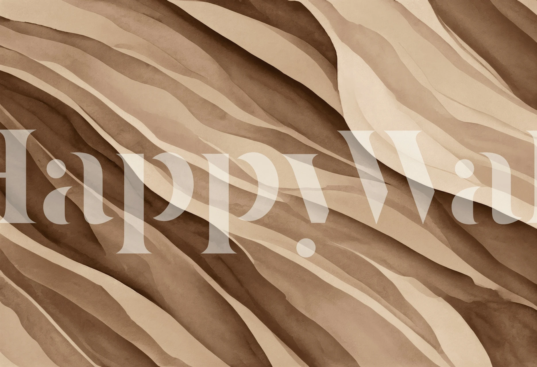 Soft Organic Shapes Warm Brown wallpaper in a room