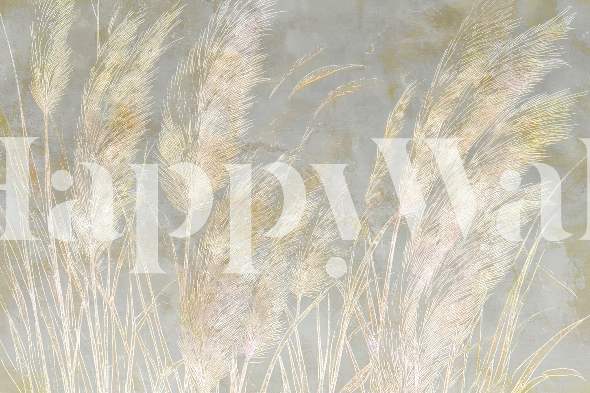 Pampas grass wallpaper in a room