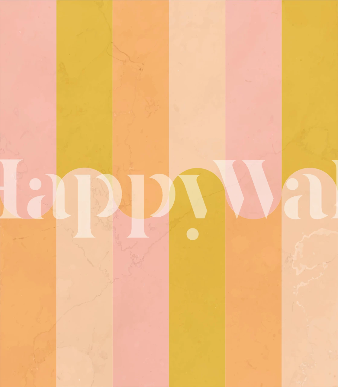 Pastel striped wallpaper in pink, yellow, and orange geometric design