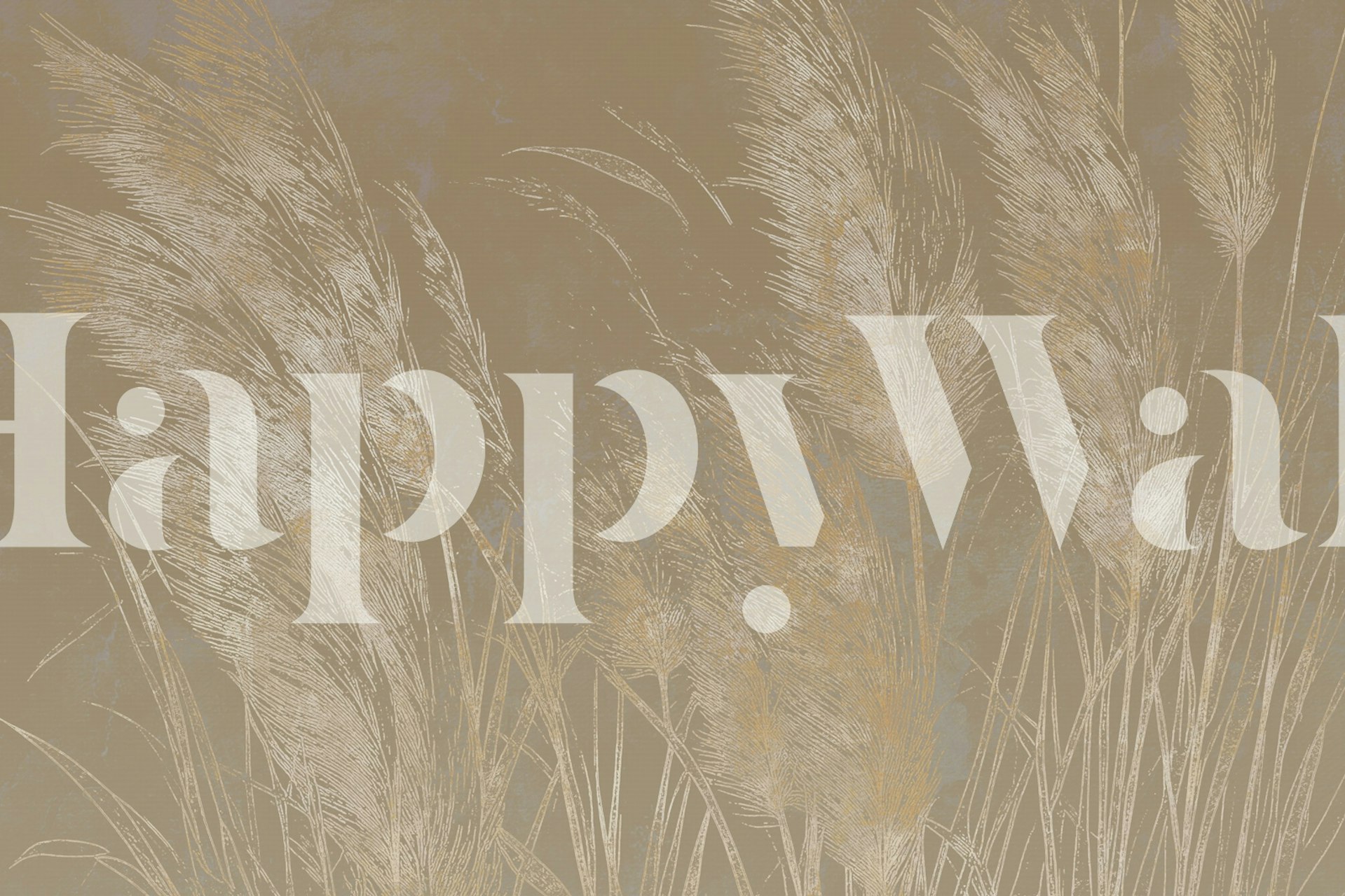 Pampas grass illustration in soft neutral tones wallpaper