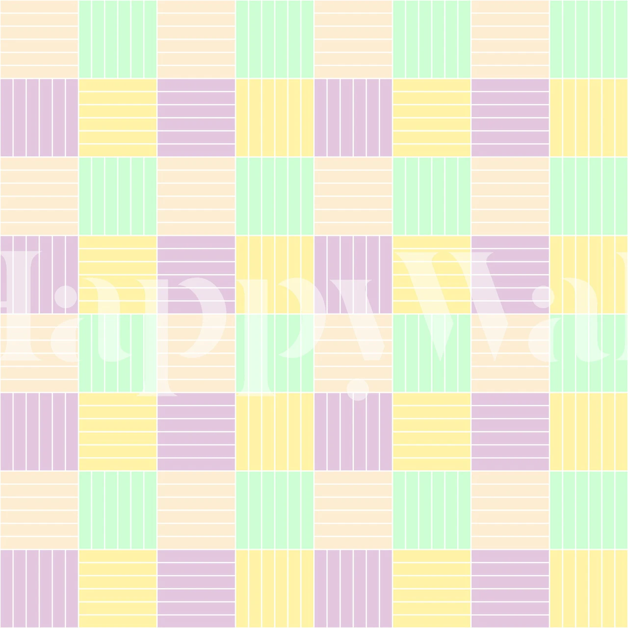 Geometric pastel block patterns in mint, yellow, lavender wallpaper