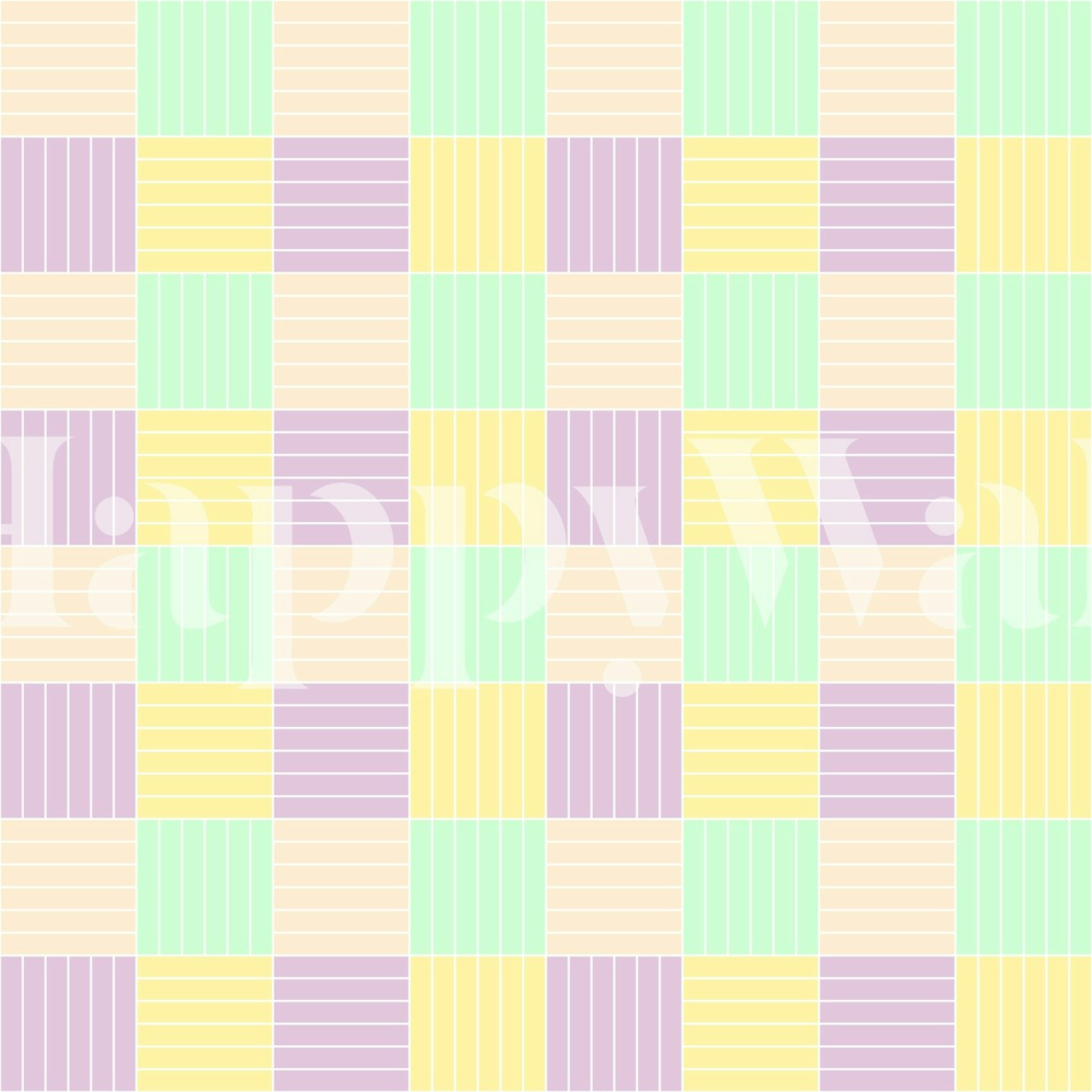 Geometric pastel block patterns in mint, yellow, lavender wallpaper