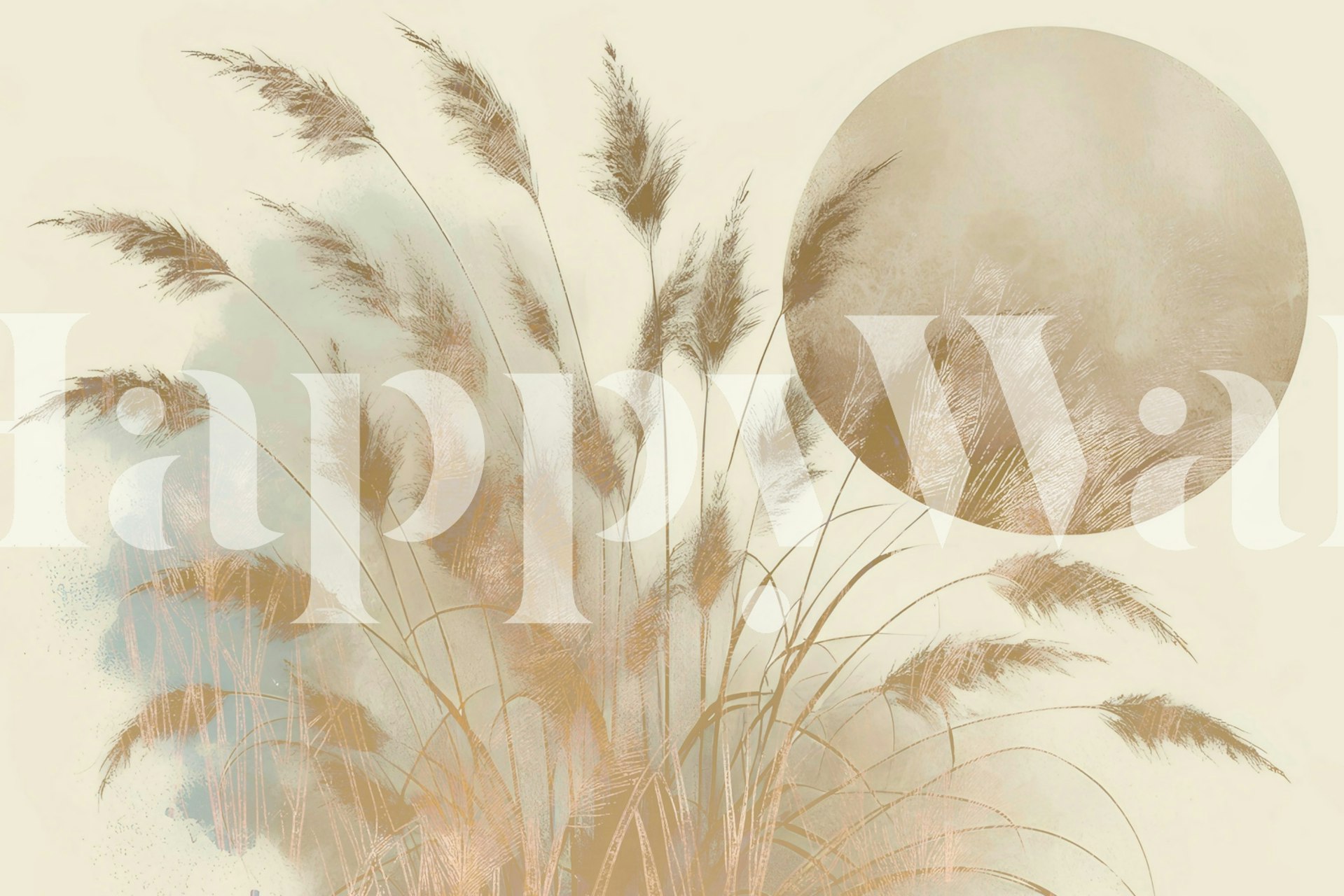 Dreamy Pampas Grass Japandi tapeta w pokoju