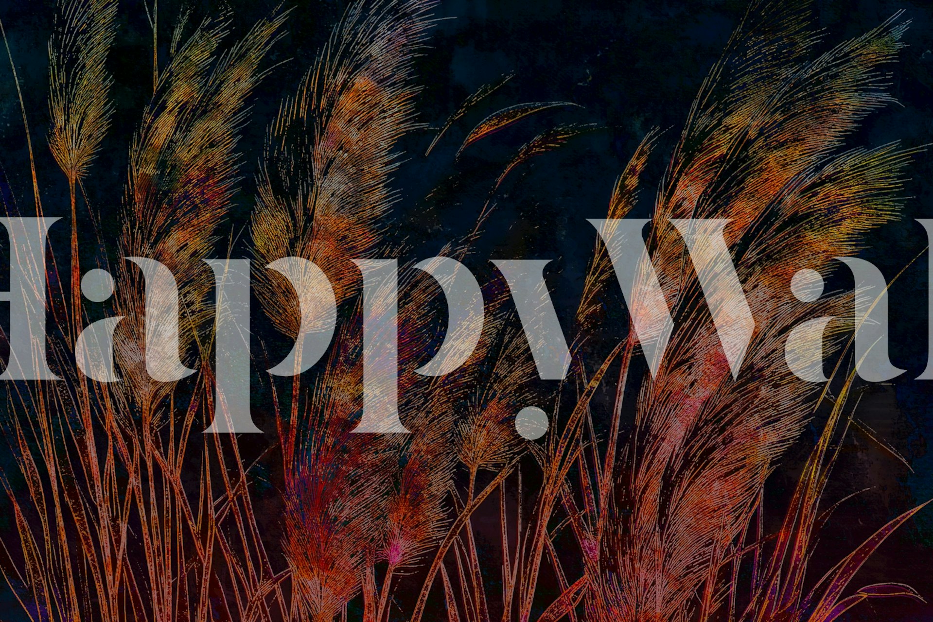 Dreamy Pampas Grass Night carta da parati in una stanza