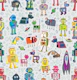 Robots in Space - Multicoloured soft grey