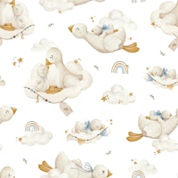 Fluffy Geese - blue papel de parede