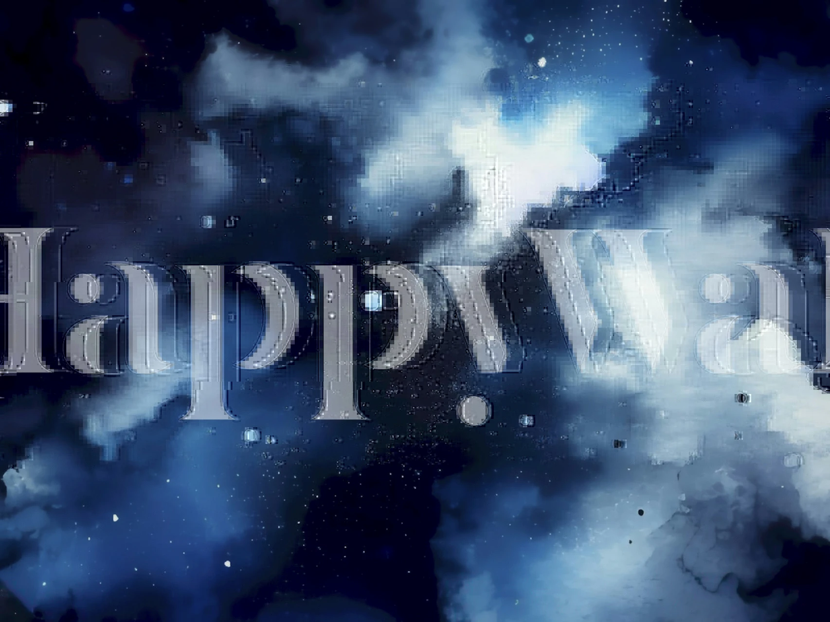 Starry night sky pattern in deep blue and white wallpaper