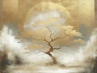 Golden Solitude Tree papiers peint