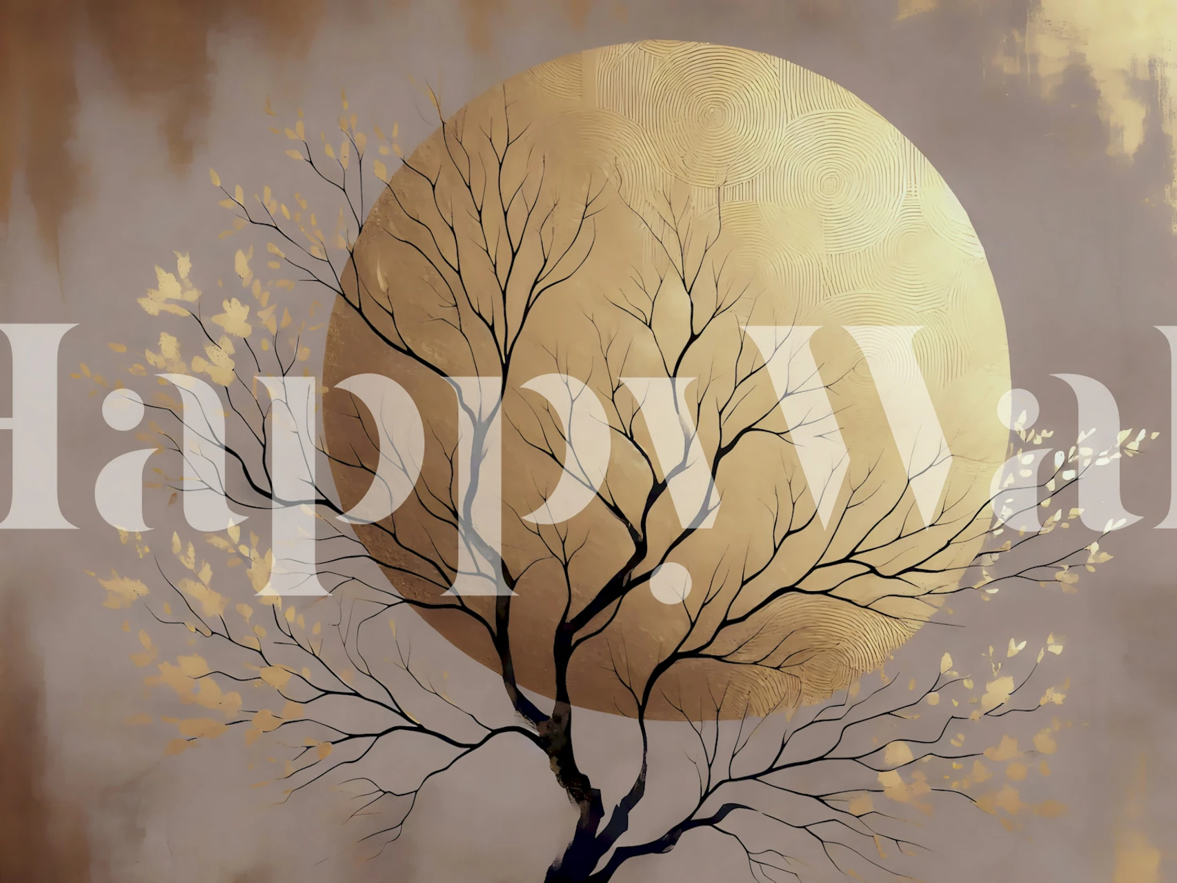 Gilded Japanese Autumn Tree wallpaper design