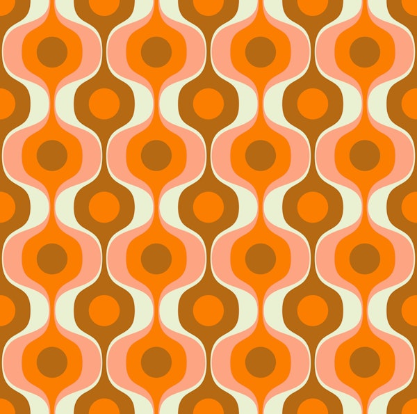 Large Abstract Geo Waves Pattern Orange