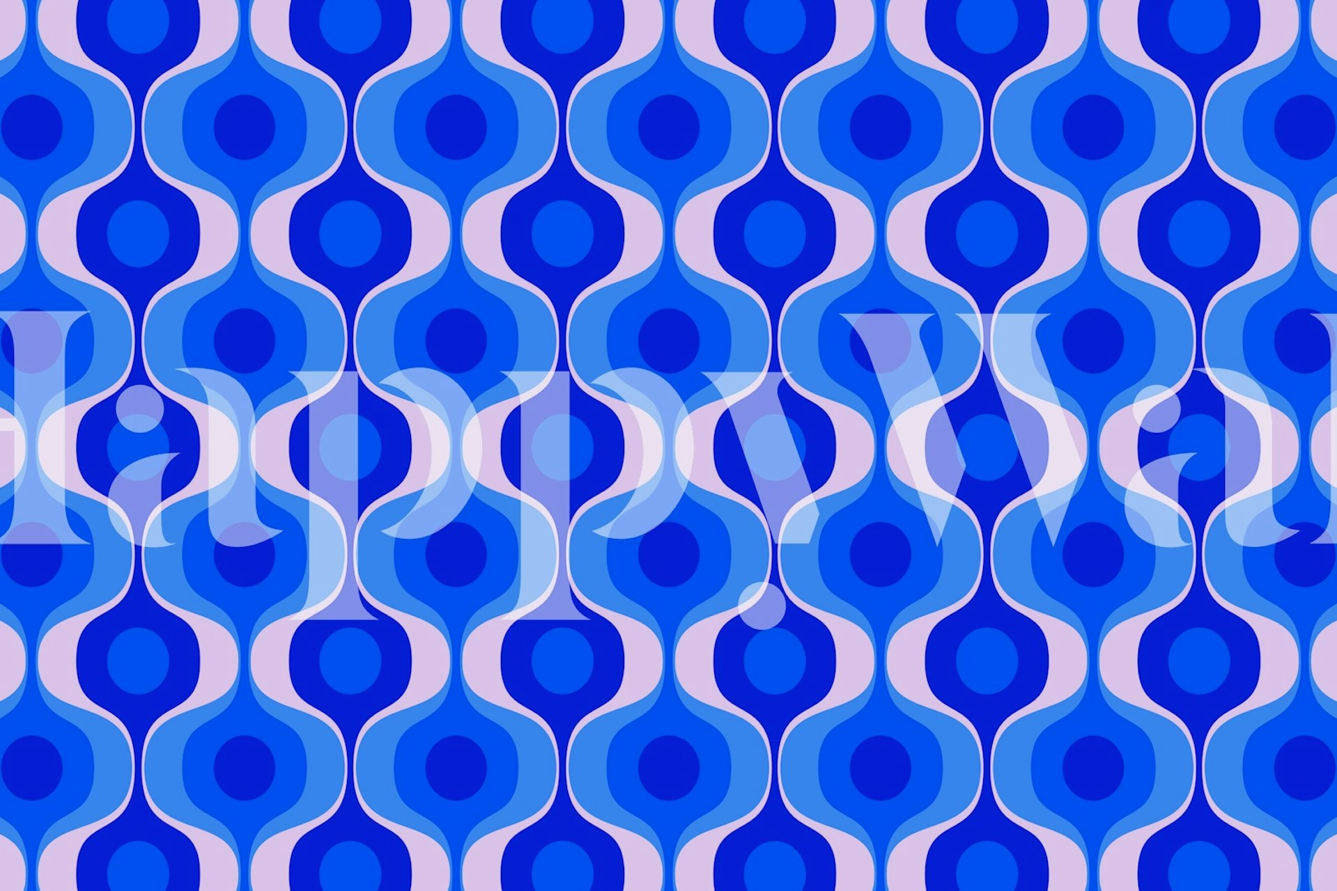 Large Abstract Geo Waves Pattern Blue u sobi