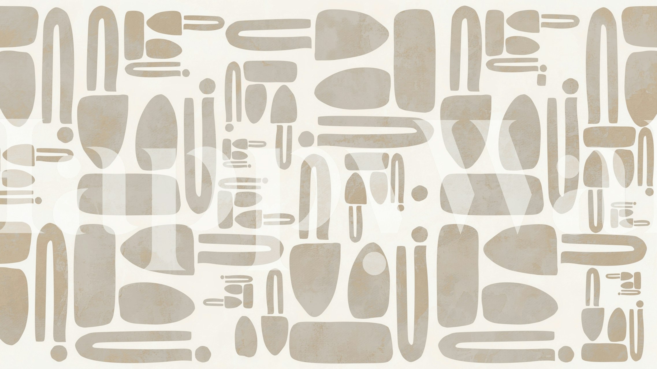 Mid Century Pattern Gold wallpaper in a room