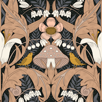 Morris inspired botanical wilderness - earthy papiers peint