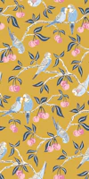 Budgies in the cherry tree - mustard yellow tapetas
