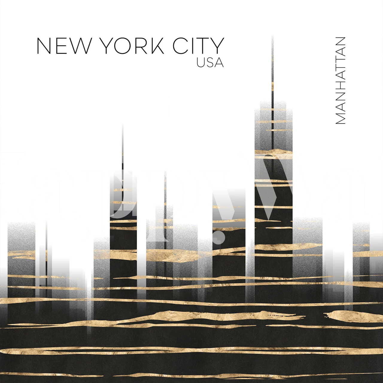 Urban Art NYC Skyline wallpaper in a room