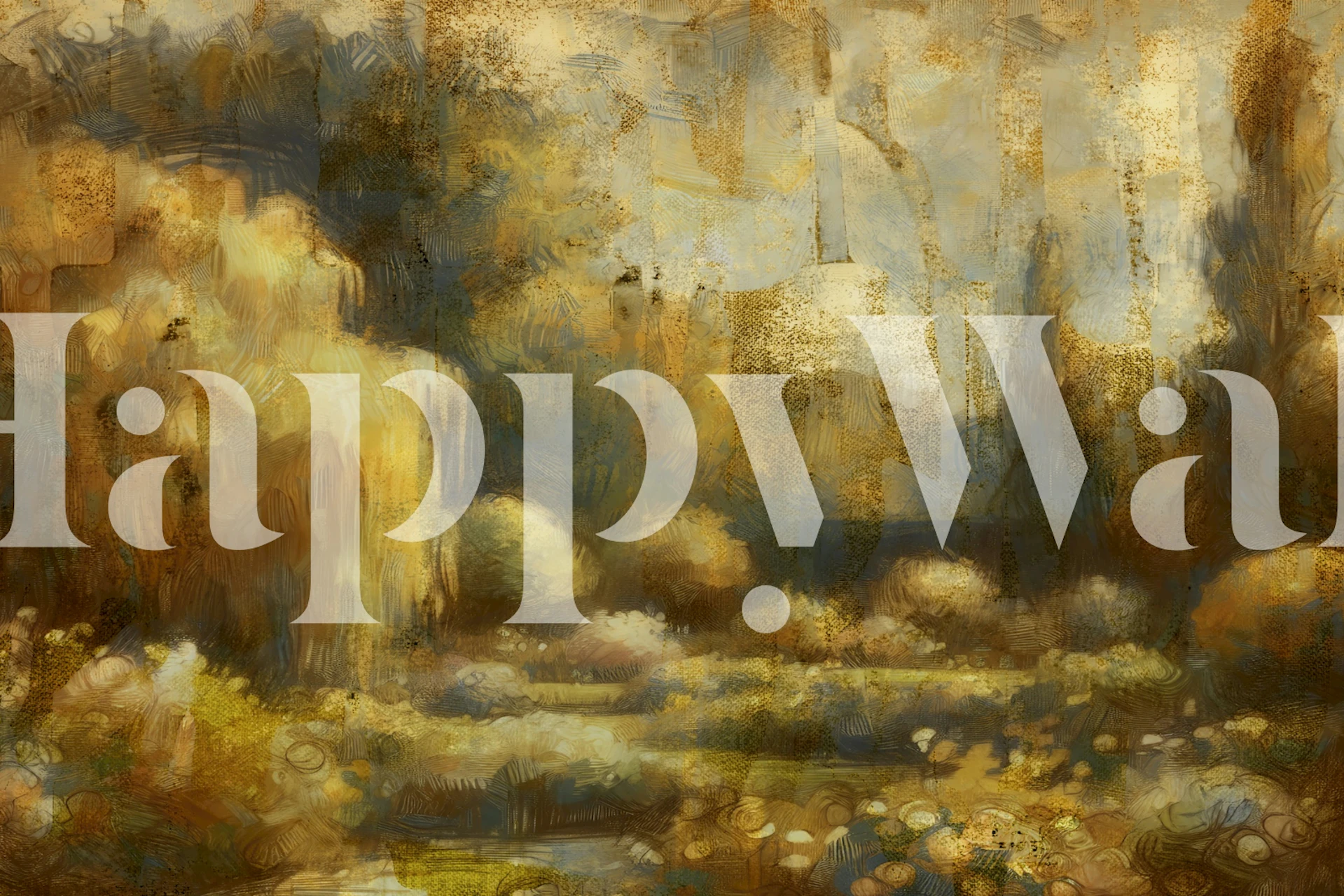 Golden Brushstrokes Meadow wallpaper in a room