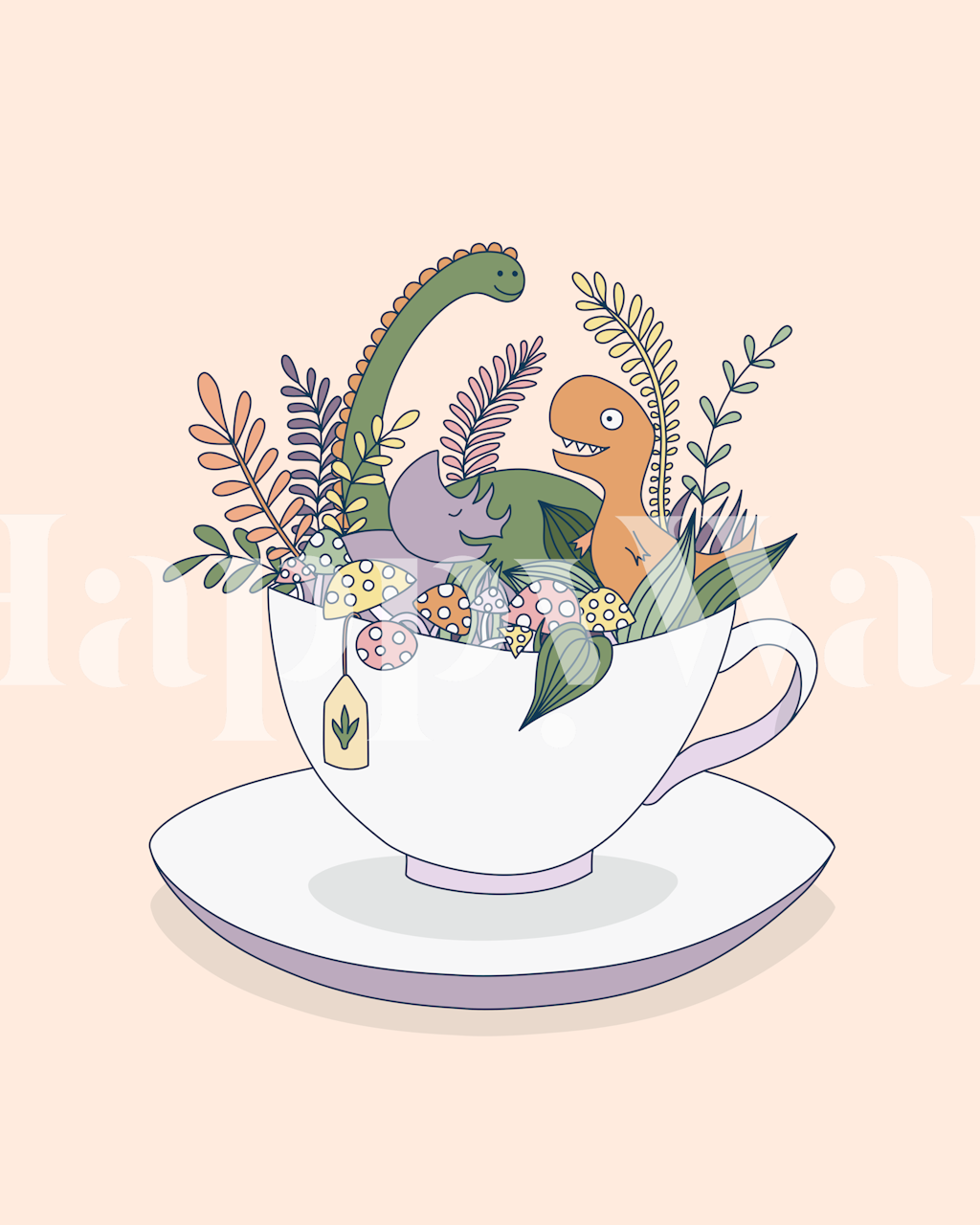 Cup full of dinosaurs tapet i et rom