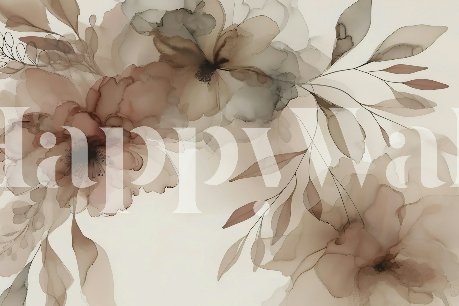 Translucent flower art wallpaper in a room